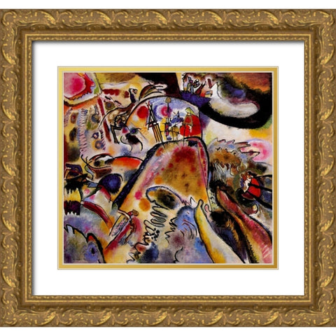 Small Pleasures 1913 Gold Ornate Wood Framed Art Print with Double Matting by Kandinsky, Wassily