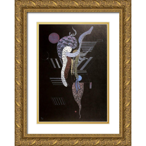 Soft 1936 Gold Ornate Wood Framed Art Print with Double Matting by Kandinsky, Wassily