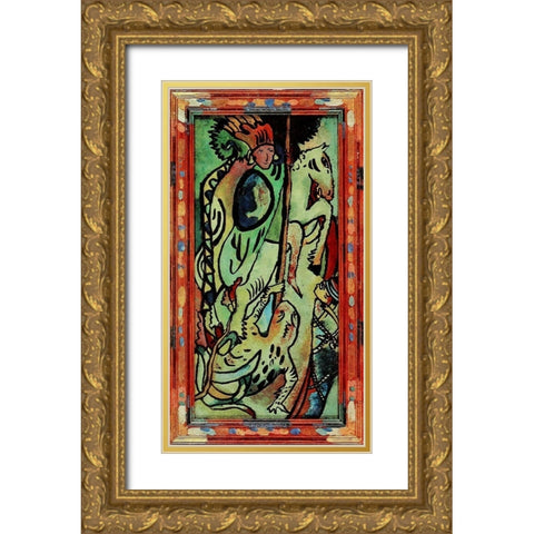 St. George II Gold Ornate Wood Framed Art Print with Double Matting by Kandinsky, Wassily