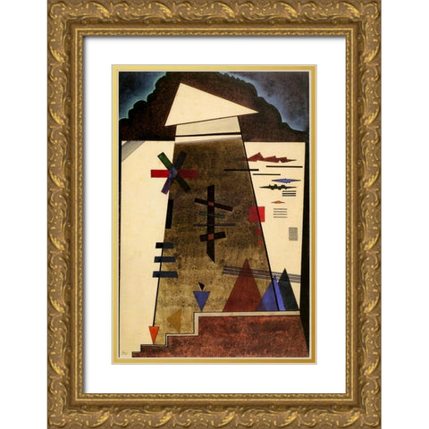 Stables 1925 Gold Ornate Wood Framed Art Print with Double Matting by Kandinsky, Wassily