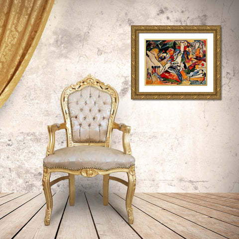 Study for Composition II 1909-10 Gold Ornate Wood Framed Art Print with Double Matting by Kandinsky, Wassily