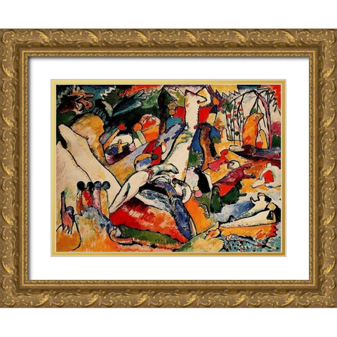 Study for Composition II 1909-10 Gold Ornate Wood Framed Art Print with Double Matting by Kandinsky, Wassily