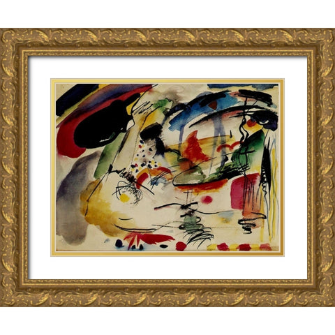 Study for Improvisation 33 1913 Gold Ornate Wood Framed Art Print with Double Matting by Kandinsky, Wassily