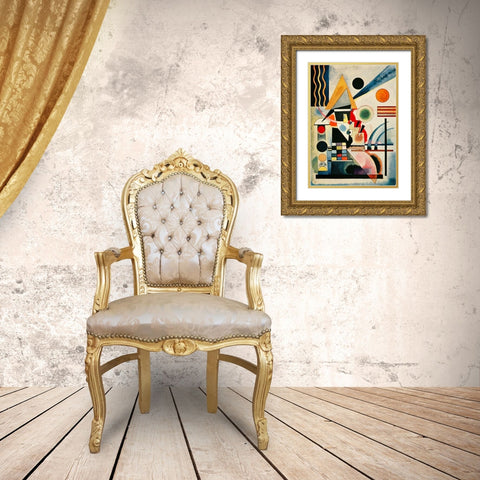 Swinging-no.291 1925 Gold Ornate Wood Framed Art Print with Double Matting by Kandinsky, Wassily