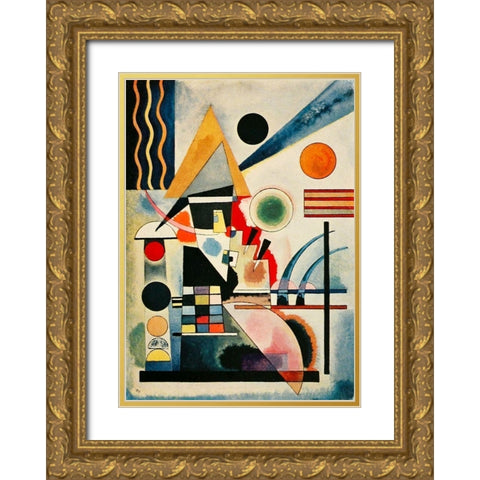 Swinging-no.291 1925 Gold Ornate Wood Framed Art Print with Double Matting by Kandinsky, Wassily