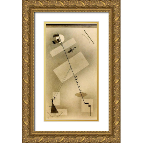 Taut Line 1931 Gold Ornate Wood Framed Art Print with Double Matting by Kandinsky, Wassily