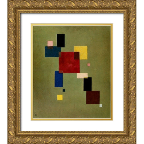 Thirteen Rectangles 1930 Gold Ornate Wood Framed Art Print with Double Matting by Kandinsky, Wassily