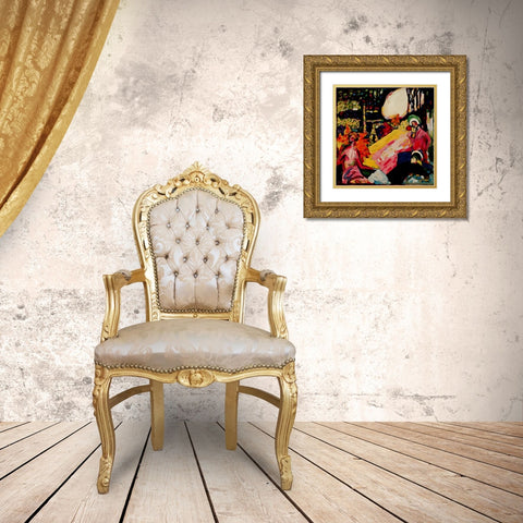 White Sound 1908 Gold Ornate Wood Framed Art Print with Double Matting by Kandinsky, Wassily