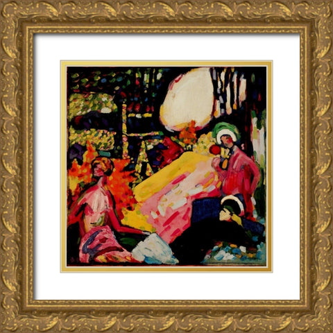 White Sound 1908 Gold Ornate Wood Framed Art Print with Double Matting by Kandinsky, Wassily