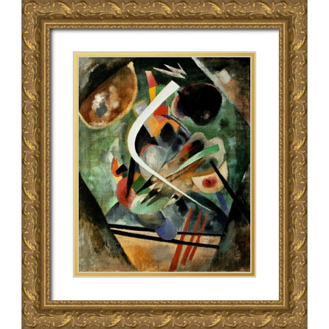 White Stroke 1920 Gold Ornate Wood Framed Art Print with Double Matting by Kandinsky, Wassily