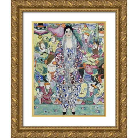 Portrait of Friederike Maria Beer Gold Ornate Wood Framed Art Print with Double Matting by Klimt, Gustav
