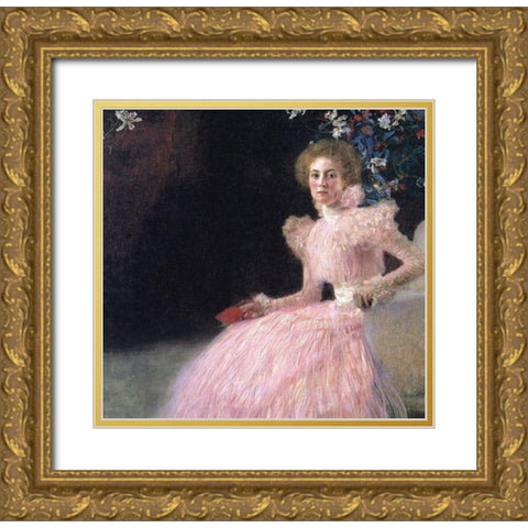 Bildnis Sonja Knips Gold Ornate Wood Framed Art Print with Double Matting by Klimt, Gustav
