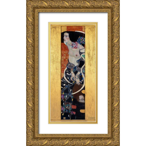 Judith II Gold Ornate Wood Framed Art Print with Double Matting by Klimt, Gustav