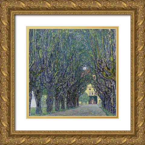 Allee at Schloss Kammer Gold Ornate Wood Framed Art Print with Double Matting by Klimt, Gustav