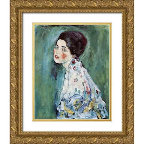 Portrait of a Lady Gold Ornate Wood Framed Art Print with Double Matting by Klimt, Gustav