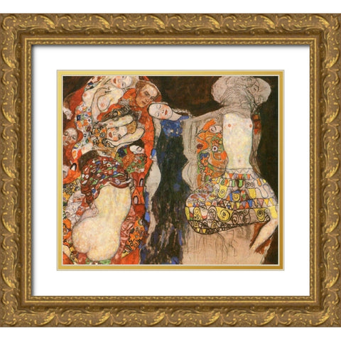 The Bride Gold Ornate Wood Framed Art Print with Double Matting by Klimt, Gustav