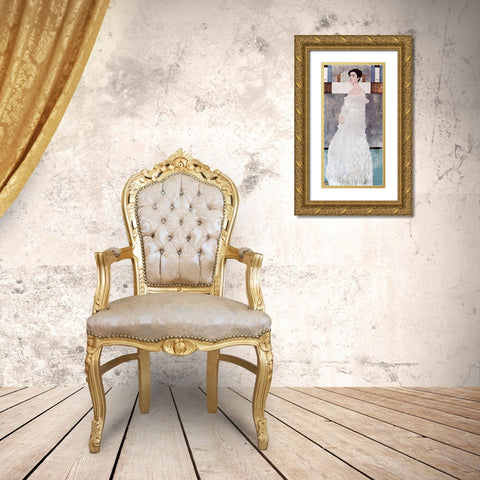 Portrait of Margaret Stonborough-Wittgenstein Gold Ornate Wood Framed Art Print with Double Matting by Klimt, Gustav
