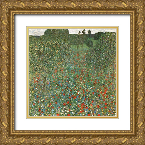 Mohnfeld Gold Ornate Wood Framed Art Print with Double Matting by Klimt, Gustav