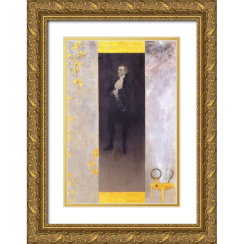 Der Hofschauspieler Josef Lewinsky als Carlos in Clavigo Gold Ornate Wood Framed Art Print with Double Matting by Klimt, Gustav