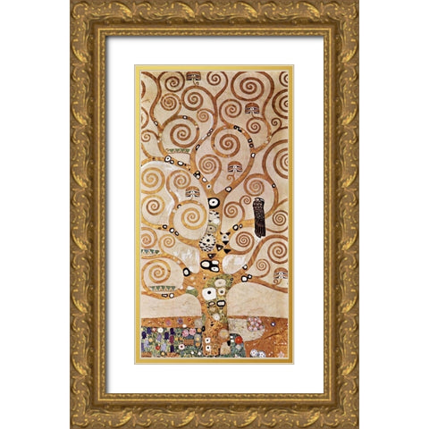 The Tree of Life Gold Ornate Wood Framed Art Print with Double Matting by Klimt, Gustav