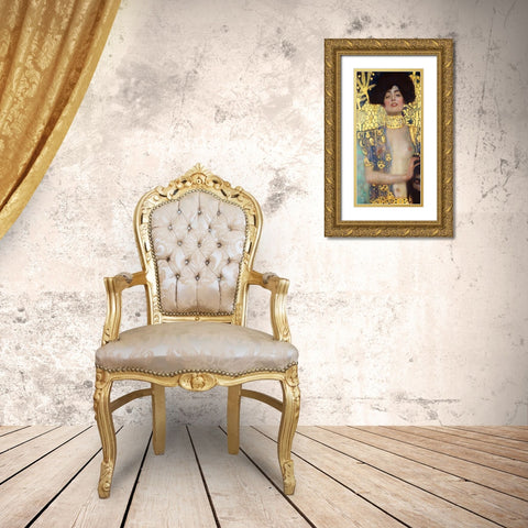 Judith and the Head of Holofernes Gold Ornate Wood Framed Art Print with Double Matting by Klimt, Gustav