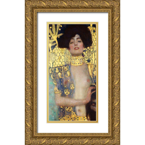 Judith and the Head of Holofernes Gold Ornate Wood Framed Art Print with Double Matting by Klimt, Gustav