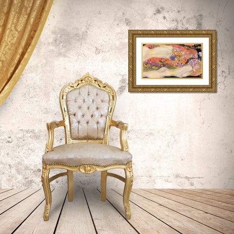 Water Serpents II Gold Ornate Wood Framed Art Print with Double Matting by Klimt, Gustav