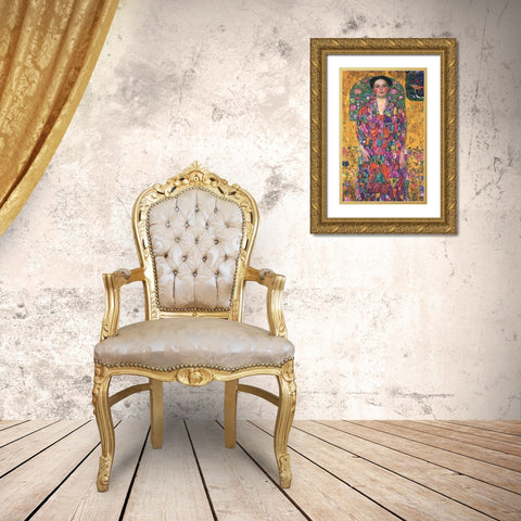 Portrait of Eugenia Primavesi Gold Ornate Wood Framed Art Print with Double Matting by Klimt, Gustav