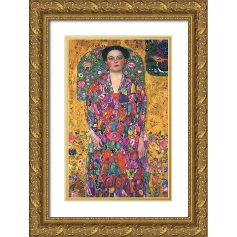 Portrait of Eugenia Primavesi Gold Ornate Wood Framed Art Print with Double Matting by Klimt, Gustav