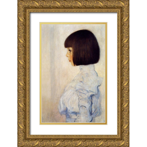 Portrait of Helene Klimt Gold Ornate Wood Framed Art Print with Double Matting by Klimt, Gustav