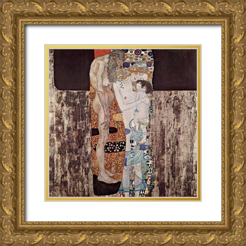 The Three Ages of the Woman Gold Ornate Wood Framed Art Print with Double Matting by Klimt, Gustav
