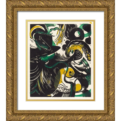 Genesis IIÂ Gold Ornate Wood Framed Art Print with Double Matting by Marc, Franz
