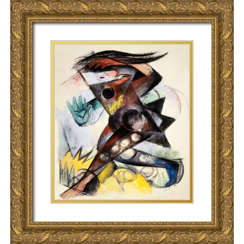 Caliban-figurine for The Tempest by William Shakespeare Gold Ornate Wood Framed Art Print with Double Matting by Marc, Franz