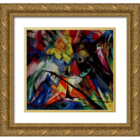 Tyrol Gold Ornate Wood Framed Art Print with Double Matting by Marc, Franz
