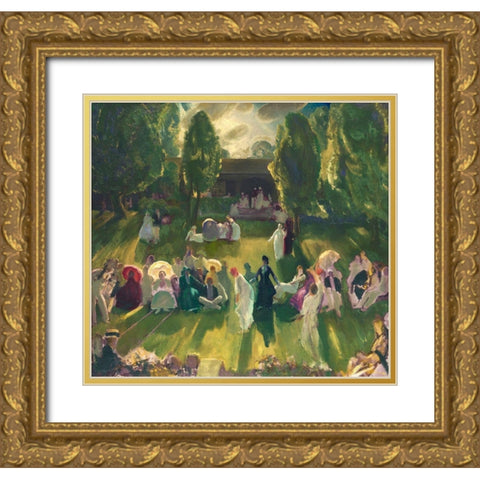 Tennis at Newport Gold Ornate Wood Framed Art Print with Double Matting by Bellows, George