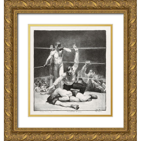 Counted out-first stone Gold Ornate Wood Framed Art Print with Double Matting by Bellows, George