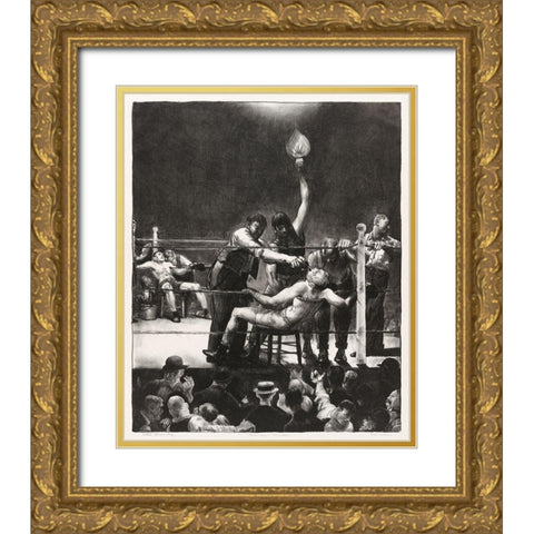 Between rounds-small-second stone Gold Ornate Wood Framed Art Print with Double Matting by Bellows, George