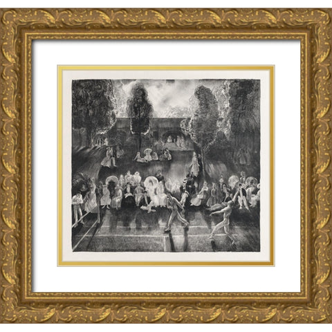 Tennis Gold Ornate Wood Framed Art Print with Double Matting by Bellows, George
