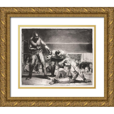 The white hope Gold Ornate Wood Framed Art Print with Double Matting by Bellows, George