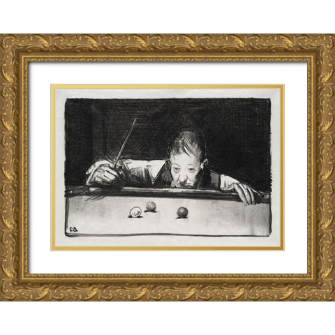Indoor athlete-first stone Gold Ornate Wood Framed Art Print with Double Matting by Bellows, George