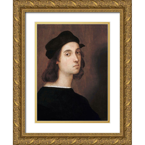 Self-portrait 1506 Gold Ornate Wood Framed Art Print with Double Matting by Raphael