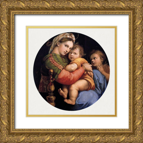 Madonna della seggiola Gold Ornate Wood Framed Art Print with Double Matting by Raphael