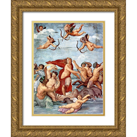 The Triumph of Galatea Gold Ornate Wood Framed Art Print with Double Matting by Raphael