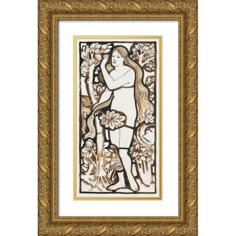 Eve Gold Ornate Wood Framed Art Print with Double Matting by Burne–Jones, Edward