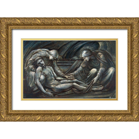 The Entombment Gold Ornate Wood Framed Art Print with Double Matting by Burne–Jones, Edward