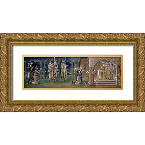 Quest for the Holy Grail-Study for The Attainment Gold Ornate Wood Framed Art Print with Double Matting by Burne–Jones, Edward