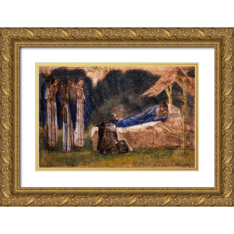 The Nativity Gold Ornate Wood Framed Art Print with Double Matting by Burne–Jones, Edward