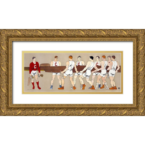College Rowing Club Gold Ornate Wood Framed Art Print with Double Matting by Penfield, Edward