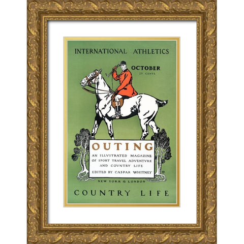 Outing Magazine Cover Gold Ornate Wood Framed Art Print with Double Matting by Penfield, Edward
