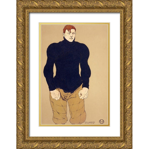 Athlete 1907 Gold Ornate Wood Framed Art Print with Double Matting by Penfield, Edward